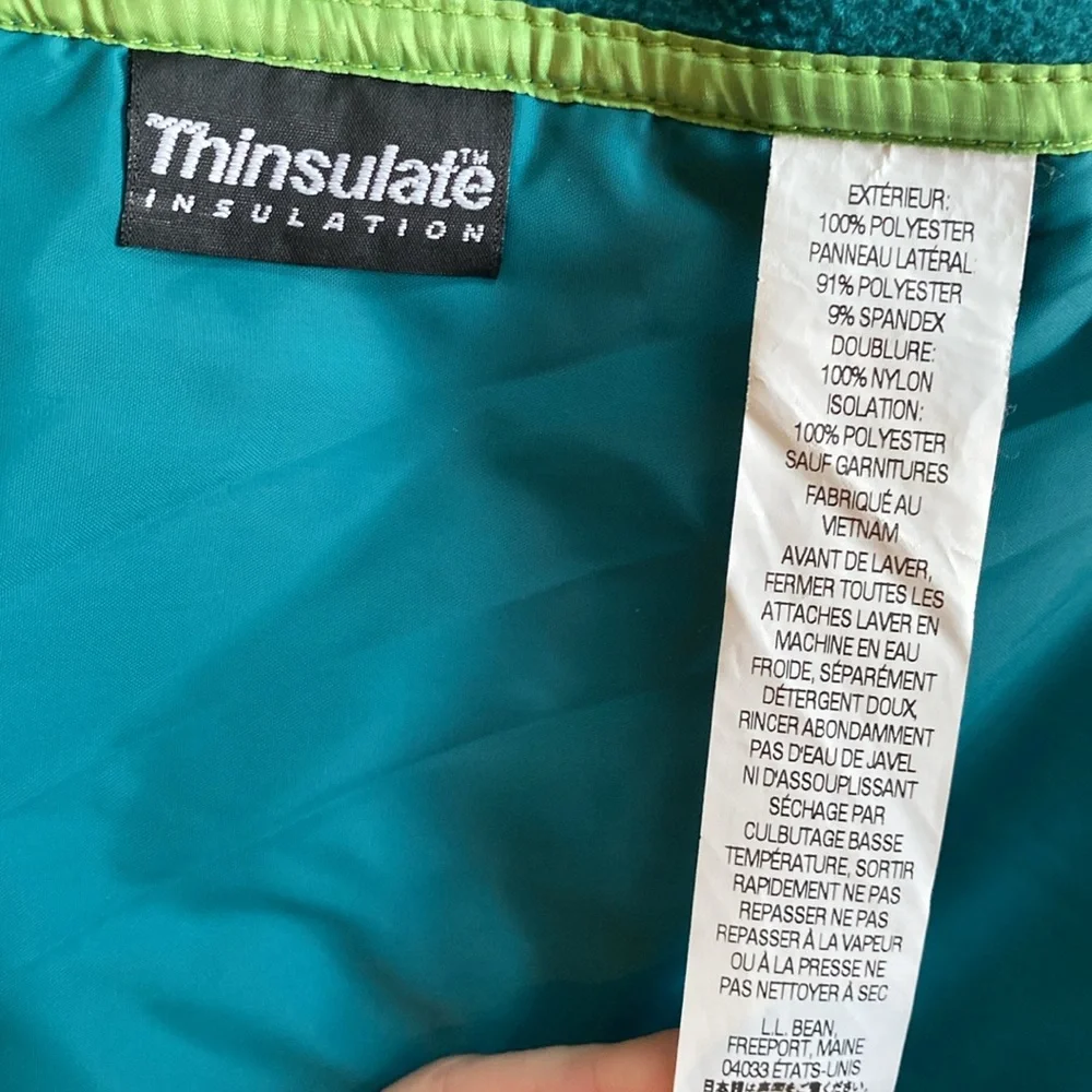 L.L. Bean EUC Teal Thinsulate Mock Collar Mixed Media Puffer Jacket, Women’s S - Picture 14 of 15